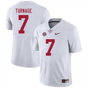 NCAA Men's Alabama Crimson Tide #7 Brandon Turnage Stitched College 2020 Nike Authentic White Football Jersey ZF17J82EB